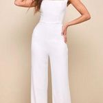 NWT Lulus Enticing Endeavors Square Neck Wide Leg Jumpsuit White Size M Size M Photo 0