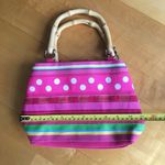 Mercer & Madison Bamboo Handle Mini Bag, Stripes, Polka Dots, Neon Pink, Green Pink Photo 9