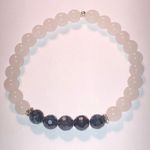 Pink Quartz Semi Precious Black Stone Beaded Boho Stretchy Bracelet Photo 1