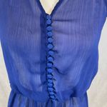 Isabella Rodriguez cobalt blue button front semi sheer peplum top size small Photo 1