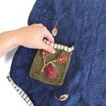 Erika & Co Vintage Embroidered‎ Leaf Sweater Navy Blue M Fall Cottagecore Size M Photo 5