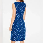 Boden Blue Polka Dot Rae Linen Dress Size 8 Tall Long Photo 2