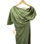 LanTing Bride TS Couture Olive Green Satin Draped One‎ Shoulder Gown NWT Small Photo 1