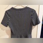 ZARA SIZE SMALL NAVY BLUE STRIPE PEPLUM SHORT SLEEVE TOP Photo 5