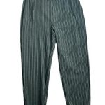 Loft  High Waist Wide Leg Pants Black Gray Pin Stripe Photo 0