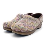Sanita Professional Valborg Closed Back Clog Purple Rainbow Textile Knit Size 38 Tan Photo 5
