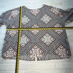 J Jill Blouse Top Womens 3X Red Blue Floral 3/4 Sleeve Button Back Slit High Low Photo 1