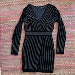 Windsor  BLACK VELVET STUDDED V NECK WRAP LONG SLEEVE DRESS Photo 8