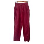 Vintage Rare Leather Fuchsia Pink High Rise Pleated Straight Leg Pants XS Photo 3