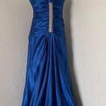 Elegant Blue Halter Evening Gown Size L Photo 0