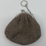 Old Navy Y2k Brown Beige Chevron Zig Zag Coin Pouch Keychain Travel Photo 0