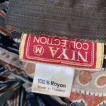 Vintage Niya Collection Tribal Aztec Print Dress Long Sleeve Asymmetrical Button Size M Photo 4