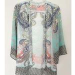 Soft Surroundings  Muse Green Multicolor Sequin Lightweight Flowy Kimono Layer XS Photo 1