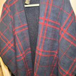 Ike Behar Red and Navy Plaid shawl Photo 2