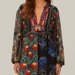 Farm Rio  Black Mixed Arabesque Scarves Long Sleeve Mini Dress Photo 0
