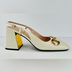 Gucci  Horsebit Malaga Logo Marmont Block Heel Leather Slingback Pumps EU 41.5 Photo 2