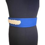 Handmade Blue canvas fabric pearl bridal belt Photo 3