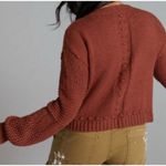 Anthropologie Pilcro Diana Cropped Cable Knit Cardigan Sweater Large Copper Photo 1