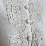 Adiva Cream Embroidered Boho Gauzy Belted Kimono Top Size Medium Photo 3