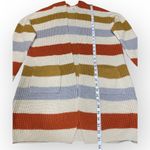 Debut  Knit Cardigan Sweater Striped Color Block Longline Pockets Medium Photo 6