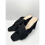 Adrienne Vittadini  Sandals Womens 9.5 Crossover Black Faux Suede Chunky Heels Photo 1