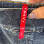 Spanx High Waisted Dark Wash Denim Skinny Jeans Stretchy Raw Hem Medium Photo 4
