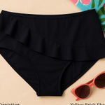 Lands' End  Women's Ruffle Black Swim Bottoms – Size 14 – New Photo 0