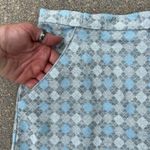 Vintage 60s metallic gray silver and blue argyle print pencil skirt Size M Photo 2