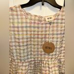 NWT BiBi SHORT SLEEVE TIERED LOOSE FIT MULTI PLAID MINI DRESS Photo 8