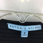 Antonio Melani Black Knit Moto Zip Up Collarless Jacket M Photo 4