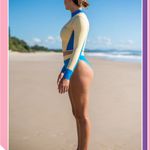 Free People Atmosea Amanda Djerf spring wetsuit surf crop vest and briefs XS set Photo 11