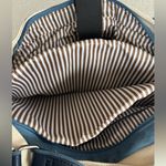 Vintage Navy Tan Striped Tote Bag w Anne Klein Scarf Tie Blue Photo 3