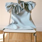 ZARA Elegant Off-Shoulder Blue Dress with Bows Photo 5
