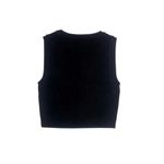 ZARA  Casual Ribbed Sleeveless Knit Crop Top Crew Neck 90s y2k S Black #3137 Photo 13