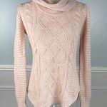 RD Style Vivica Cable Knit Cowl Neck Sweater Size S Blush Pink Fisherman Photo 2