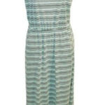 Derek Heart Stripe Cutout Back Maxi T-Shirt Dress Mint Green Gray M Photo 0