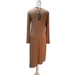 NWT 24seven Comfort Apparel Tan High Low Long Sleeve Round Neck Dress Size Small Photo 1