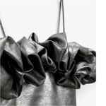 ZARA NWT  METALLIC SILVER VOLUMINOUS BODYCON DRESS SIZE S Photo 7