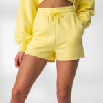 Balance Athletica Vitality Womens M Affirmation Sweat Shorts Butter Yellow It’s All Good Comfy NWT Photo 0