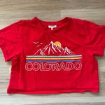 Messy Bun Just Chillin ’ Colorado Cropped Tee in Red Photo 0