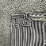 Ann Taylor Pants Women 12 Navy White Striped Seersucker Ankle Photo 1