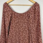 Lush Clothing Lush Women's Brown Pink Floral Long Puff Sleeve Round Neck Mini Dress S Photo 3