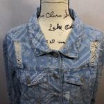 One 5 One  Denim Paisley Heavily Distressed Ripped Jean Jacket Size 2X NWT Photo 2