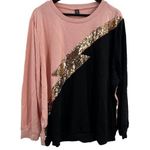 SheIn Sequin Lightning Bolt Sweatshirt Pink Black Gold 4XL New Photo 0