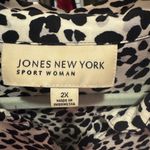 Jones New York  Black and White Leopard Print Button Down Shirt Photo 4