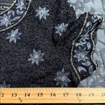 Cote d’ Azur medium vintage silk beaded sequin floral formal top evening wear Black Photo 3