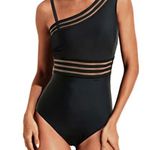 Tempt Me Elegant Black One-Piece Swimsuit with Asymmetrical Design, New, Size M Photo 2