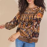 Flying Tomato Flying Tomatoe Blouse Aztec Print Boho Blouse size small Photo 0
