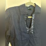 Ralph Lauren  Navy Blue Linen Sequin Tunic Top Photo 3