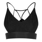 Free People Intimately Aria Lace Longline Cut Out Black Bralette Bra XS Photo 9